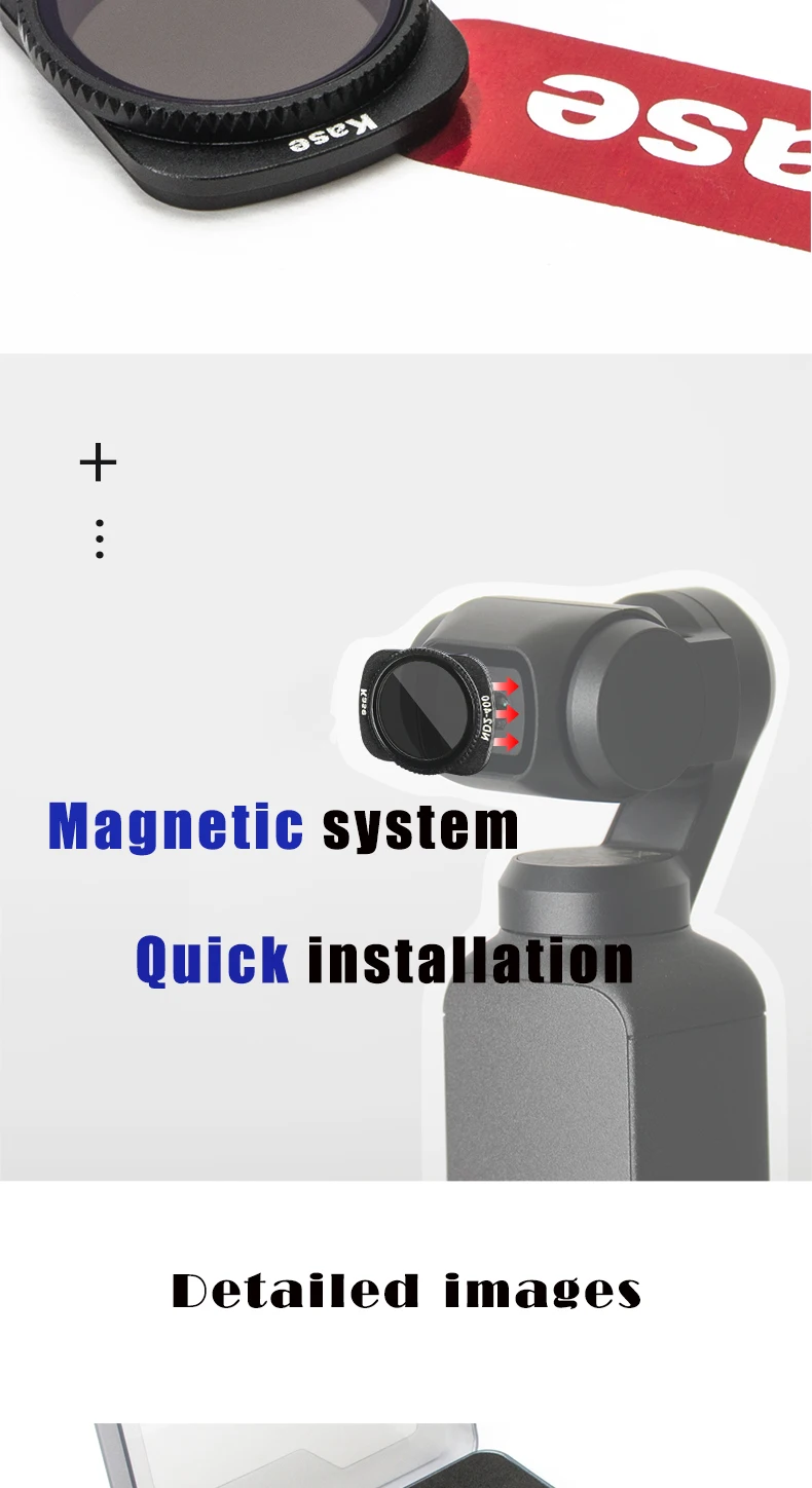 Kase ND2-400 магнитный фильтр для DJI OSMO карманная портативная камера ND VND фильтр нейтральной плотности Оптическое стекло водонепроницаемый