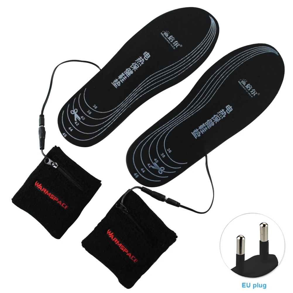 1 Pair Walking Winter Shoes Insert Washable Outdoor Comfortable Warm Sports Electric Heating Insole USB Rechargeable Camping - Цвет: EU Plug