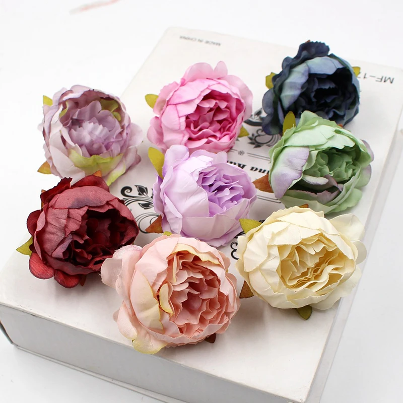   JAROWN 5cm High Quality Peony Flower Head Silk Artificial Flowers Decor Home DIY Garland Christmas Decorations New Year Decor (15)