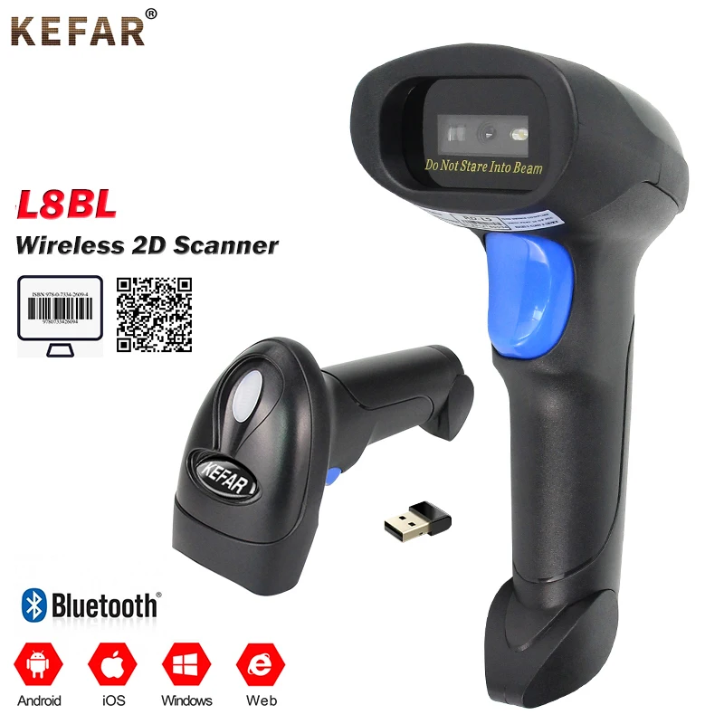 Bluetooth Wireless 2D Barcode Scanner A6 with Charged Base and Wired QR Bar Code Reader For Warehouse Supermarket