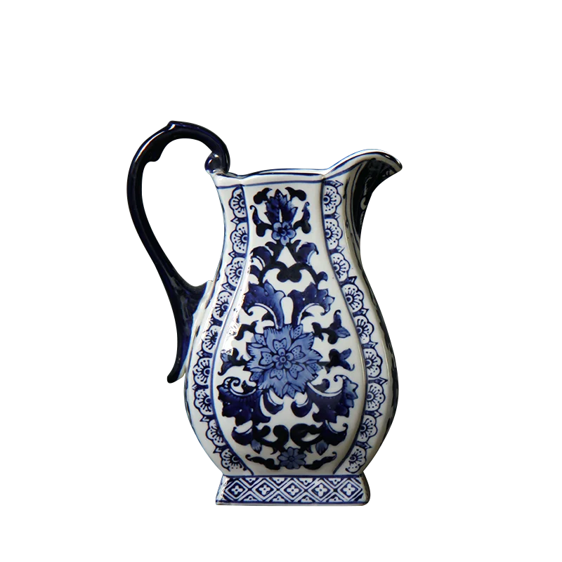 Jingdezhen ручная роспись сине белая ваза для молока новый китайский орнамент