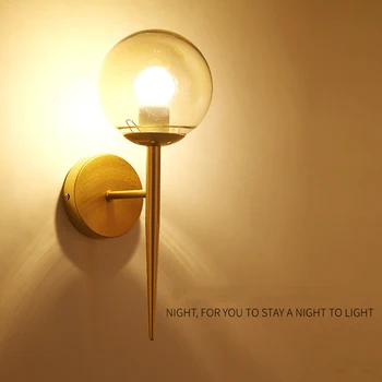 

Modern Metal LOFT Glass Ball LED Wall Lamps Sconce Bedroom Wall Lights Fixtures Home Decor Foyer Living Room Corridor Luminaire