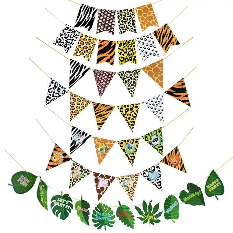 

New Turtle Back Leaf Animal Lines Tail Pennant Animal Pattern Flower Flag Hawaii Party Banner