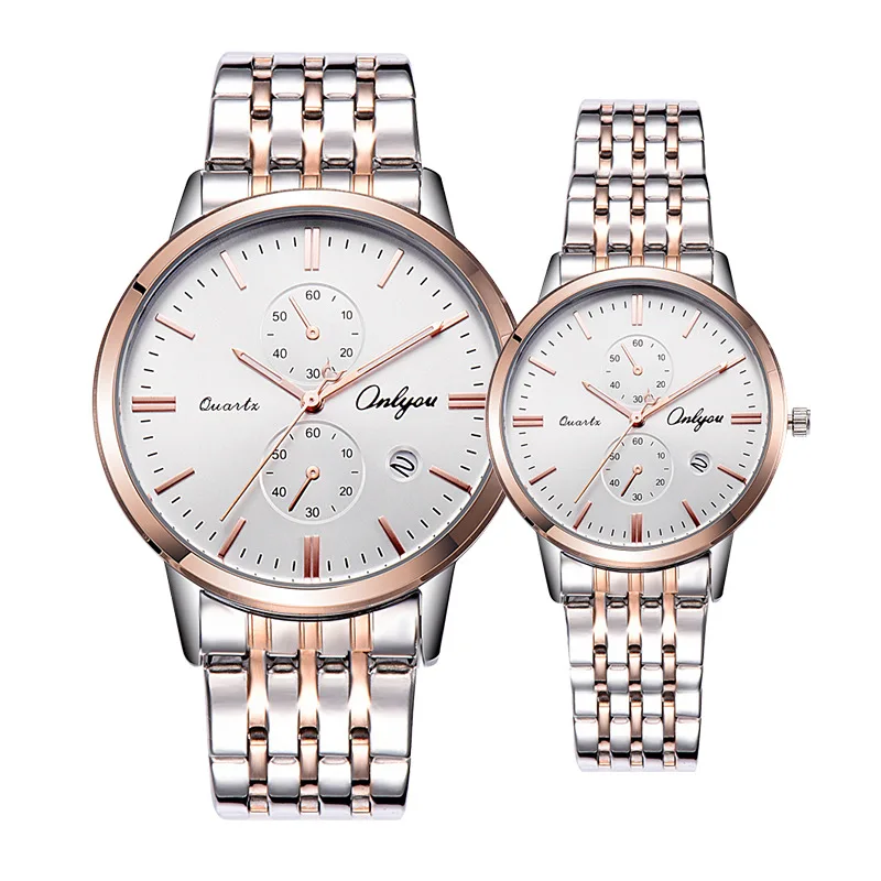 

Fashion Business Hot Selling Men And Women Casual Watch Water Ghost Two Eye Small Three Needle Stainless Steel Waterproof COUPLE