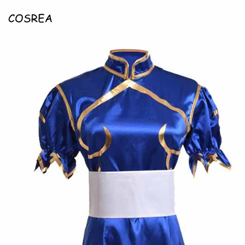 Игры Chun Li костюм Sutorito Faita голубое сексуальное платье Чонсам для девочек пояс головной убор для женщин девочек праздничная одежда Chunli Косплей