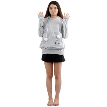 

1PCS Cute Cat Lovers Hoodies With Cuddle Pouch Dog Pet Hoodies for Ladies Kangaroo Pullovers With Ears Sweatshirt
