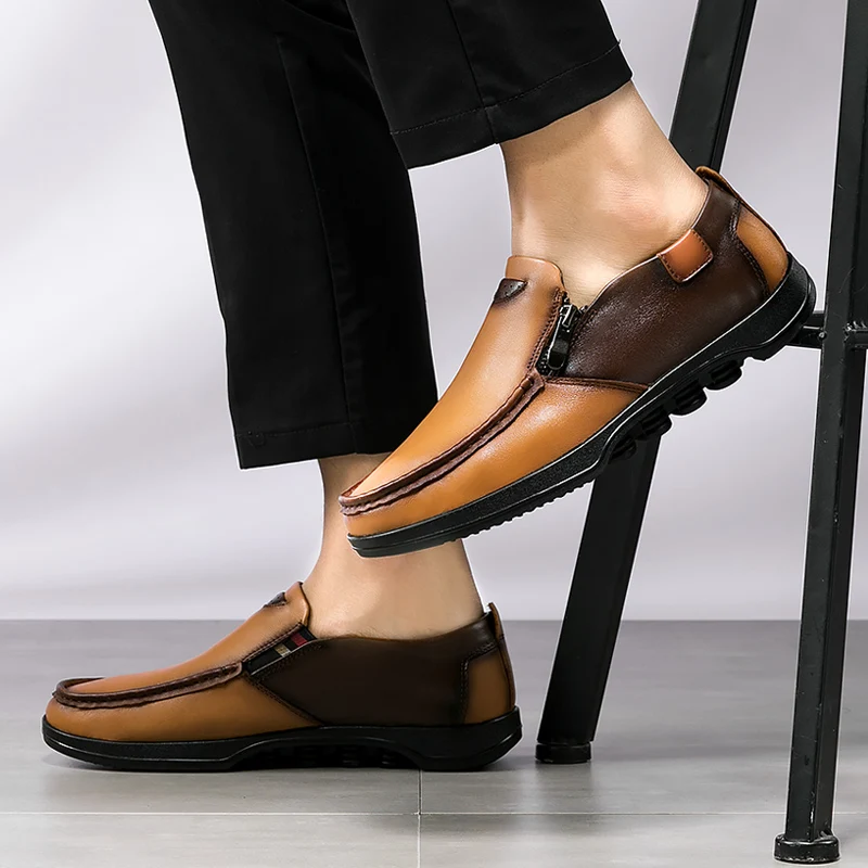 Men's Casual Leather Shoes Man Soft Comfortable Driving Shoes Men Moccasins Footwear For Men Fashion Peas shoes 37-48%6827