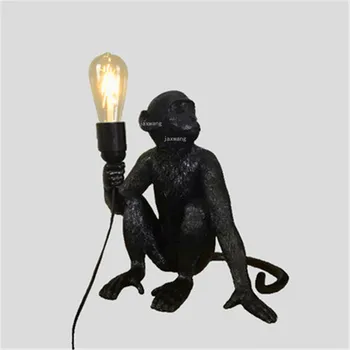 

Modern Decor Resin Monkey Lamp Black White Monkey Desk Lamp Kitchen Dining Room Table Lamp Home Deco Vintage Rope Lamp Lustre