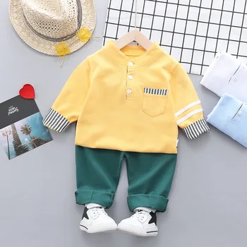 

Autumn Baby's Sets Boys Cotton Long Sleeve Striped Hoodies T-shirt + Casual Trousers Sportswear Children Kids Suits 2Pcs Clothes