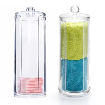 

Storage Boxes Transparent Round Cotton Swab Container Storage Makeup Cotton Pad Box PS Storage Case