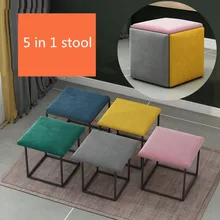 

5 in 1 Sofa Stool Living Room Funiture Home Rubik's Cube Combination Fold Stool Iron Multifunctional storage stools Chair