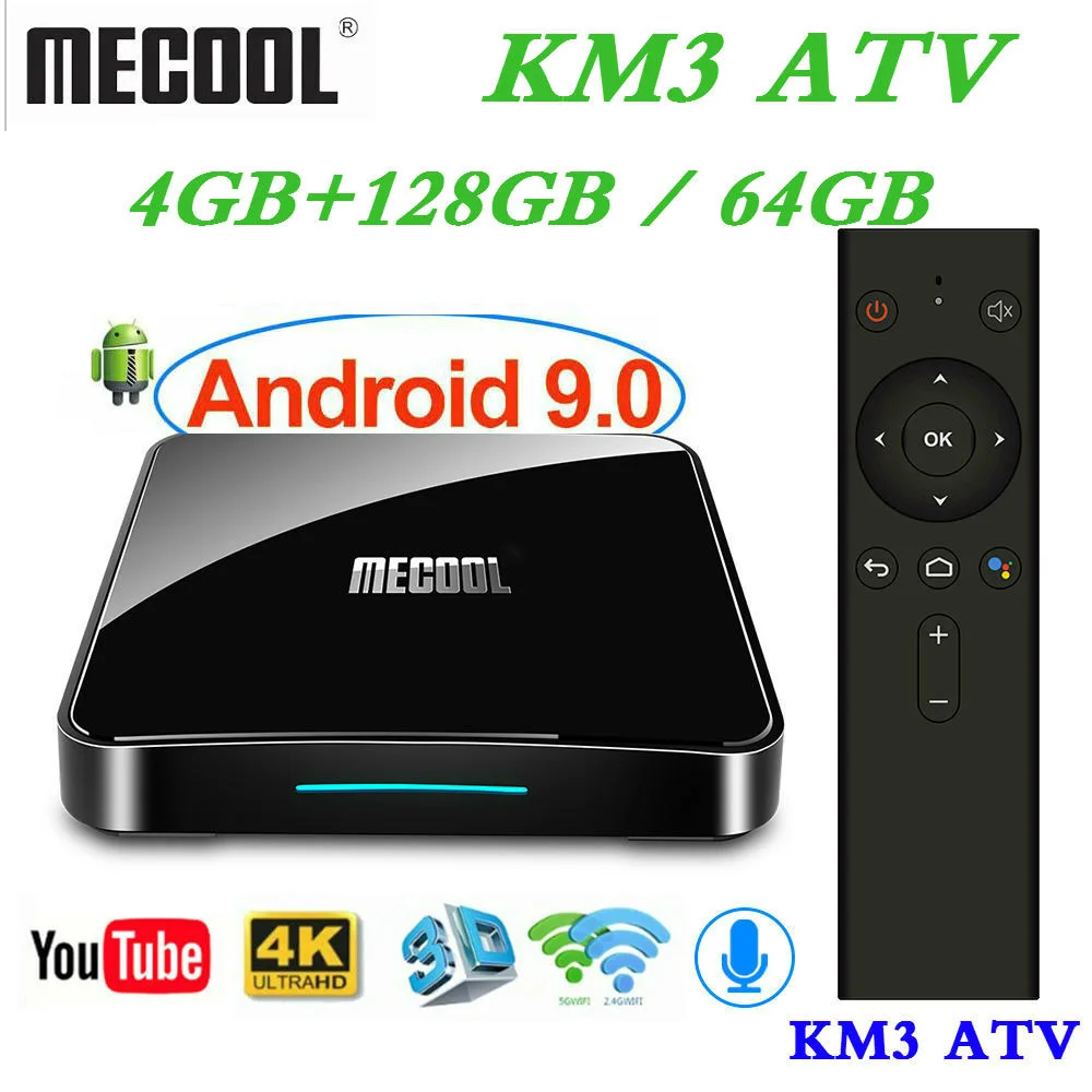  Max 4GB RAM 128GB ROM Mecool Androidtv KM3 TV BOX Android 9.0 Google Certified S905X2 4K Smart Medi