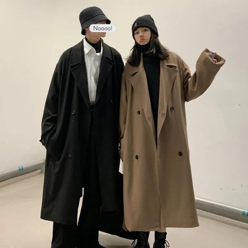 

Winter Thick Woolen Coat Men's Warm Fashiona Casual Oversize Long Woolen Coat Men Overcoat Wild Korean Couple Woolen Coat M-2XL