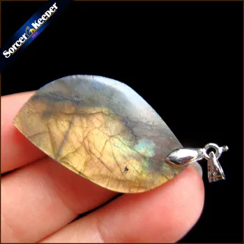 

High Quality Big Natural Blue Flash Labradorite Stone Beads Pendants Necklaces Wholesale Bijoux Necklace For Men's Jewelry SS495