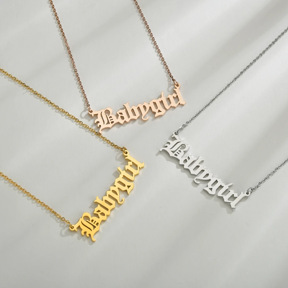 Позолоченное ожерелье из нержавеющей стали с зеркальной поверхностью в старом