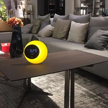 

3d LED half moon night clock light USB charging alarm light touch dimming brightness time temperature display