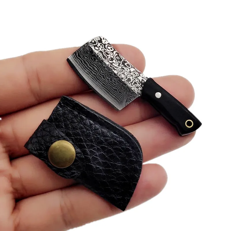 Swayboo мини нож из нержавеющей стали с фиксированным лезвием, карманный нож с черной ручкой и кожаным набором, титановый кухонный нож, ручной инструмент - Цвет: Pattern