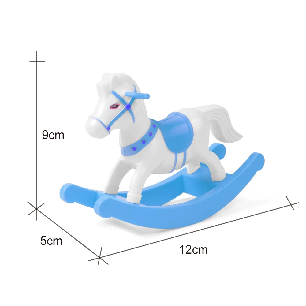 Мини-маленькая пластиковая лошадка-качалка, модель, балансирующая лошадка с куклой, украшение дома, ролевые игры, дом, игрушка в подарок, ребенок, девочка