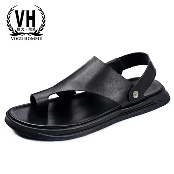 

summer Genuine Leather Sandals Men Thick Bottomed Anti-slip Outer Slipper mens gladiator sandals summer all-match cowhide