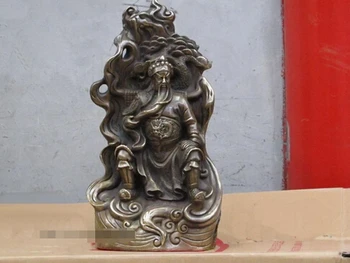 

150401 S0097 13"China Bronze sculpture duke guan to sit under the pine tree Statue Guangong