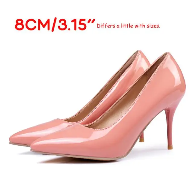 LAIGZEM FASHION Women Heels Pointy Toe Stiletto High Heels 6/8/12CM Pumps Dress Wedding Work Basic Shoes Woman Big Size 33-47 LGZ176 8CM