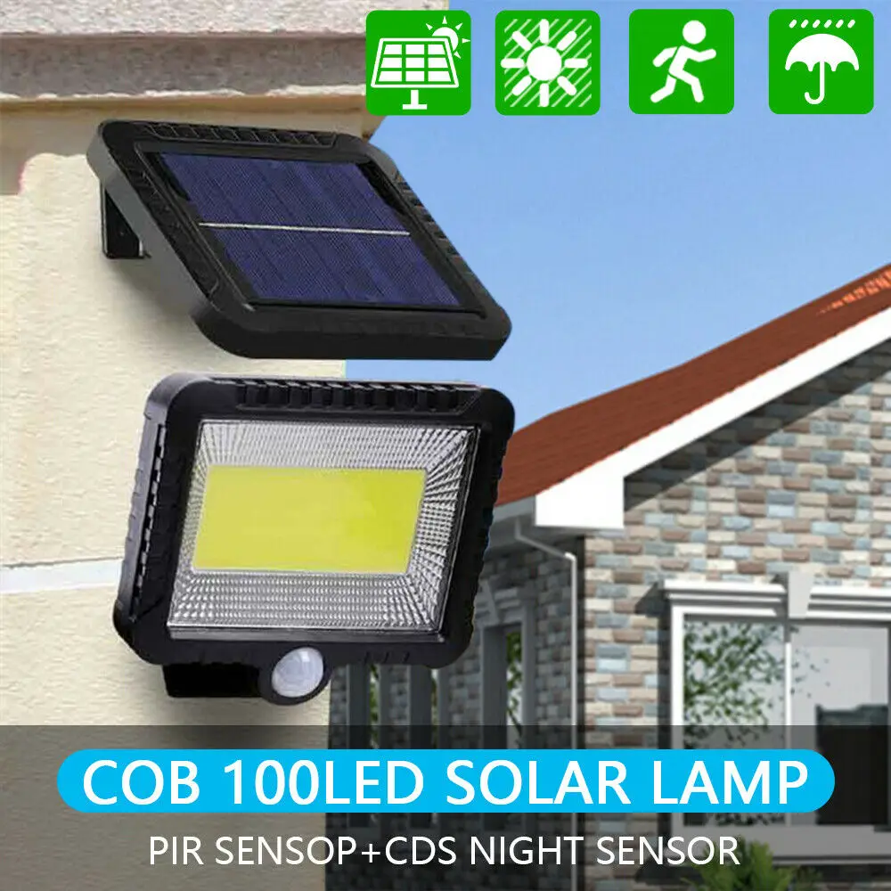 100 LED Solar Power PIR Motion Sensor Outdoor Garden Light Security Flood Lamp 