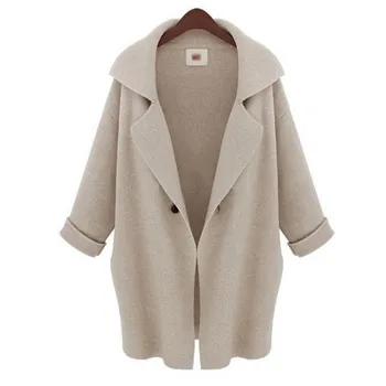 

Spring Autumn Coat Cardigans Women 2019 Turn-down Collar Open Stitch Loose Long Jacket Single Button Clothes Female Knit Coat