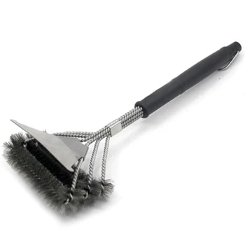 

Grill Brush and Scraper Grilling Bbq Brush Stainless Steel Wire 3 in 1 Bristles Head Grill Accessories for Grill Cooking