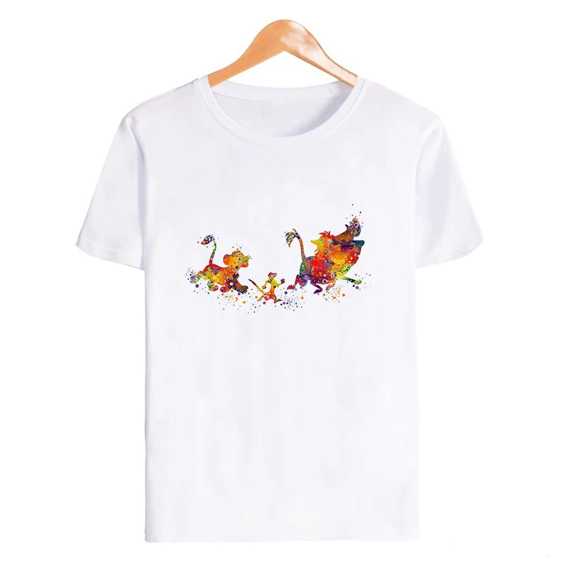 Showtly Hakuna Matata Women Harajuku Ullzang the lion king T-shirt Femme Homme Summer Tshirt Fashion Top Tee Female T Shirt - Цвет: 19bk020-white