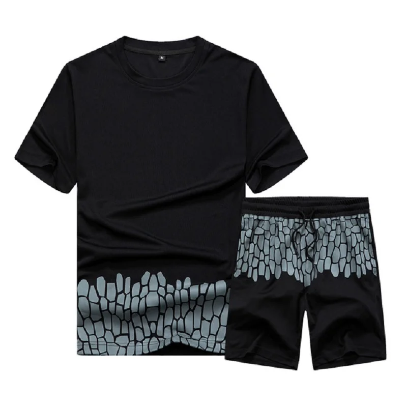

Fashion casual men's suit summer sports suit two-piece T-shirt + shorts men's jogging quick-drying sportswear European size