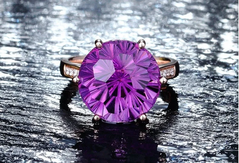 QTT Silver Color Ring For Women Eternity Purple CZ Rose Gold Rings Trendy Big Crystal Lovely Ring Open Resizable Vintage silver rings