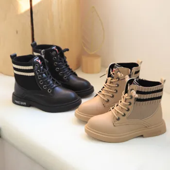 

2020 Winter Explosion Models Children's Short Boots Trend Girls Stretch Boots British Style Students Soft Bottom Warm Snow Boots