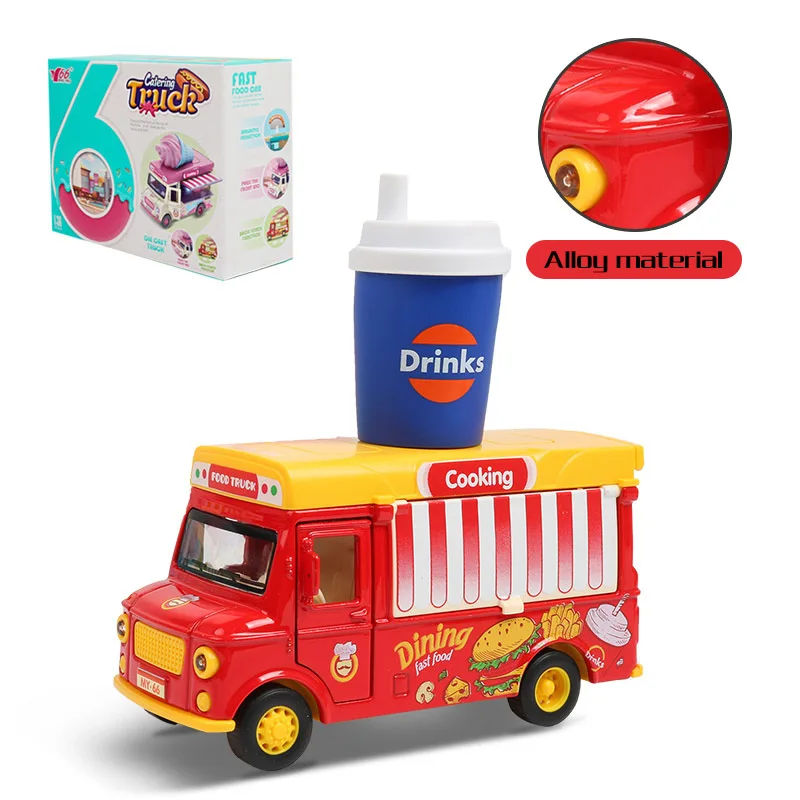 1:36 сплав автомобильный прицеп литой под давлением модель игрушки Звук Свет коллекция Brinquedos Быстрый продовольственный автомобиль игрушки для детей подарок для детей - Цвет: A05
