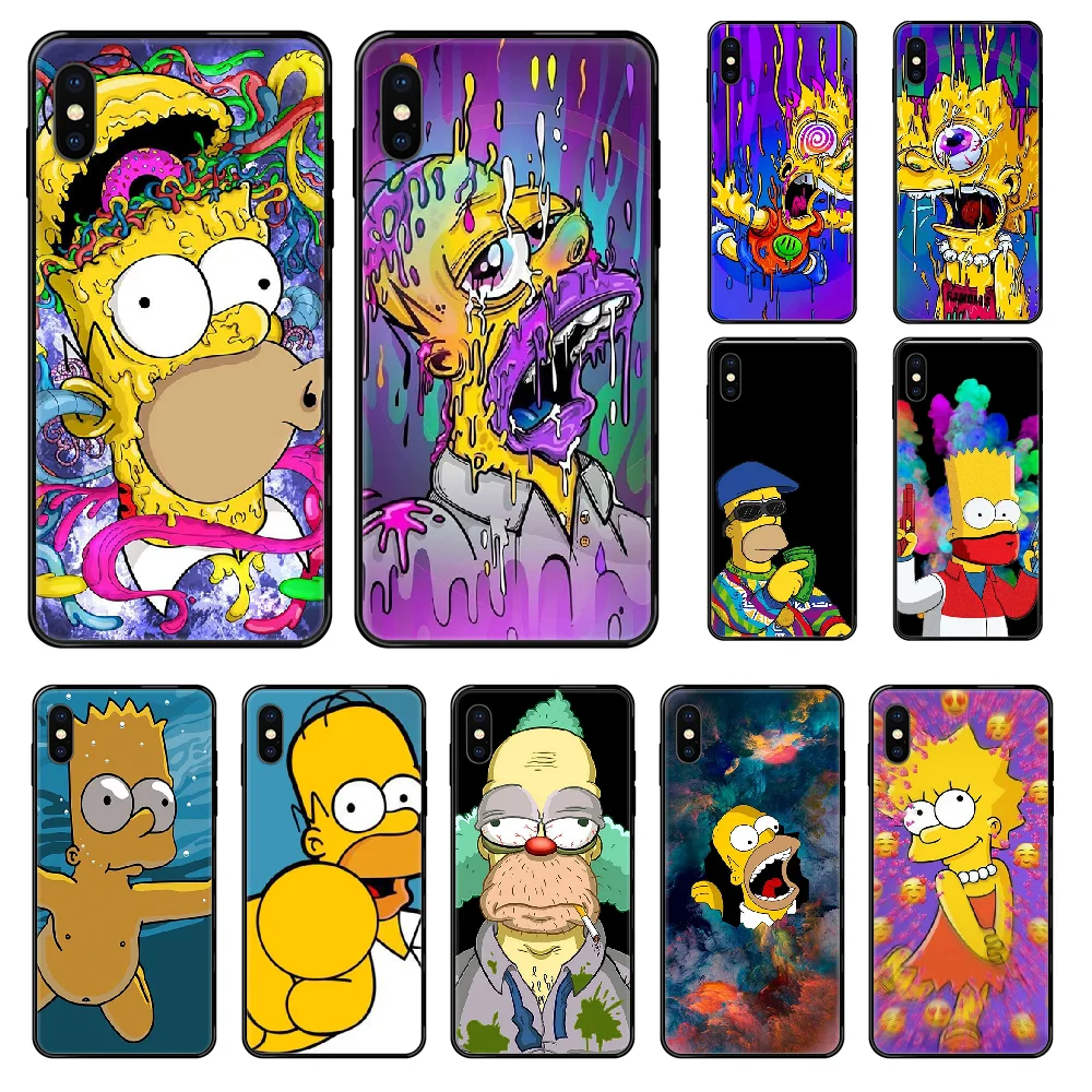 

Funny Simpsons Phone case For iphone 4 4s 5 5S SE 5C 6 6S 7 8 plus X XS XR 11 PRO MAX 2020 black 3D cell cover silicone