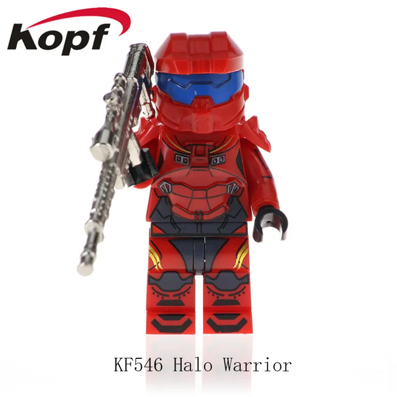 KF542 Одиночная строительные блоки Halo Spartan Solider с реальным металлическим оружием кирпичи Экшн фигурки Обучающие Подарочные игрушки для детей - Цвет: KF546 Without Box