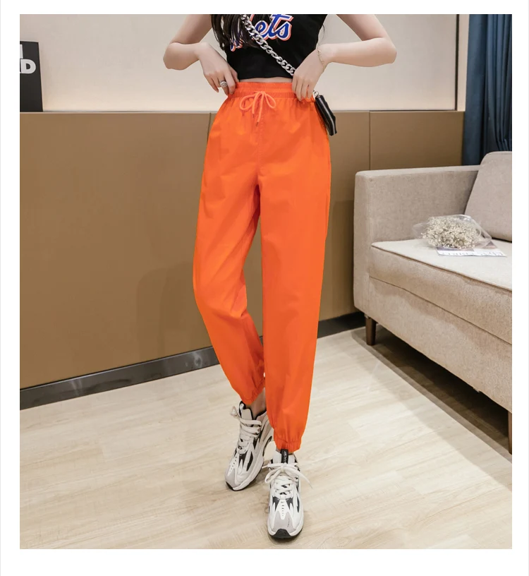 Jielur Trousers Women Solid Color Elastic Waist Candy Color Autumn Pants New Chic Sweatpants Pantalon Femme Roupas Slim Pants
