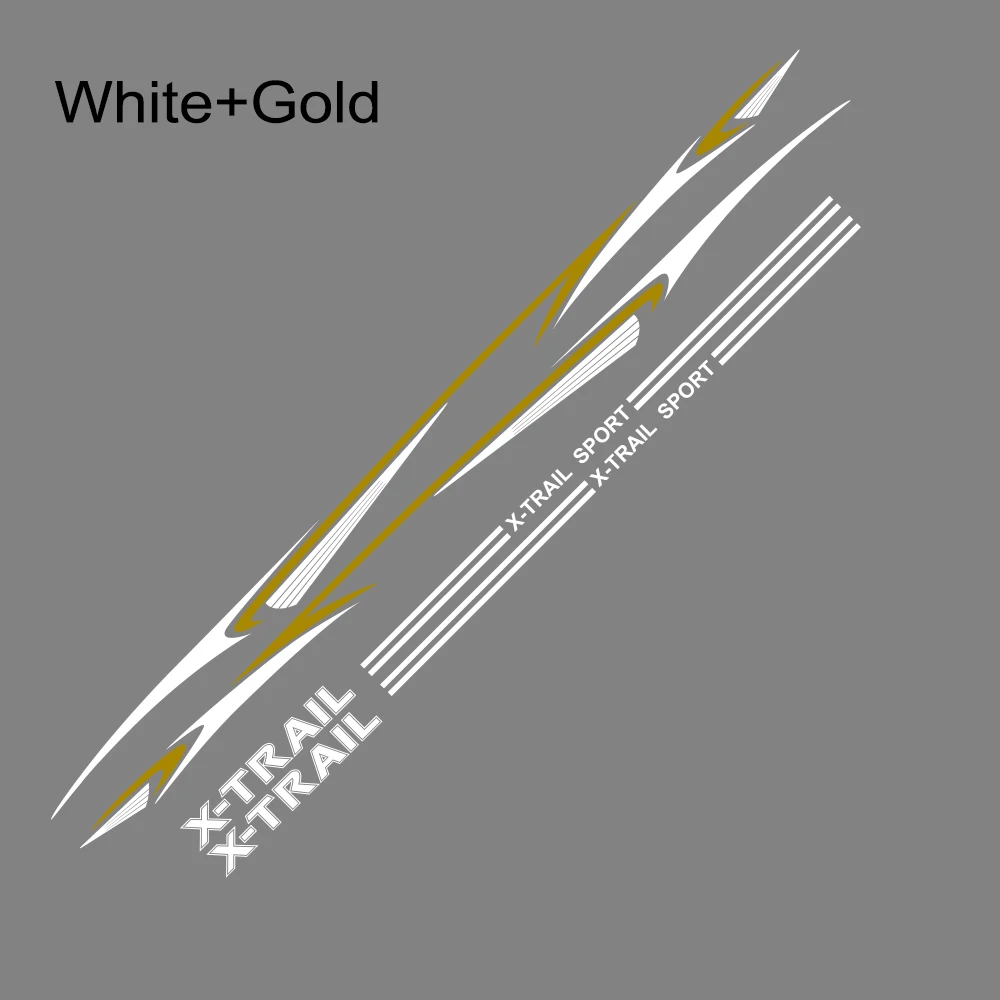 White Gold 1 Набор забавных виниловых наклеек на дверь автомобиля, боковую юбку, светоотражающие наклейки для Nissan X-Trail, автомобильные наклейки для украшения кузова и наклейки, аксессуары - Название цвета: White Gold