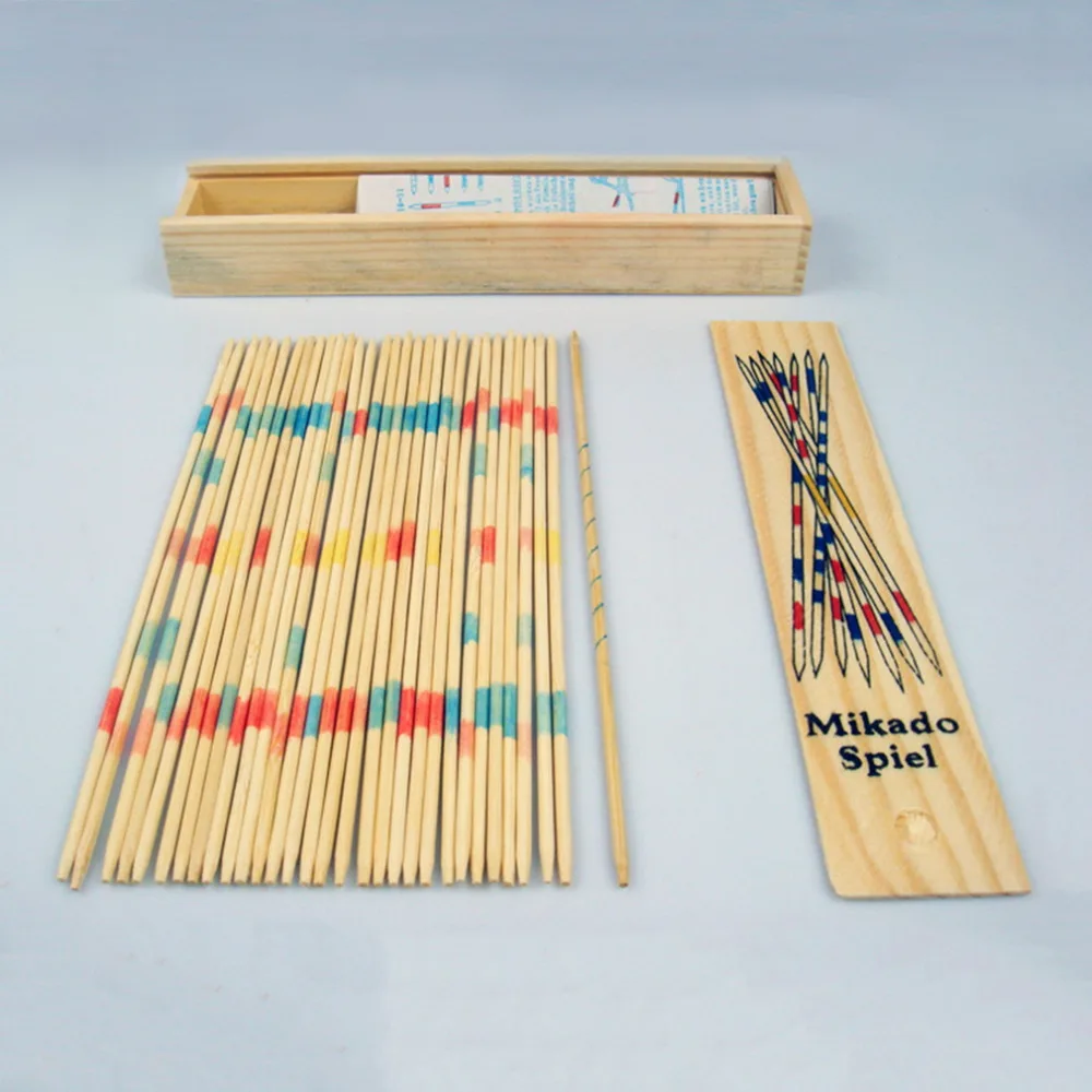 

Hot! Baby Educational Wooden Traditional Mikado Spiel Pick Up Sticks With Box Game New Sale