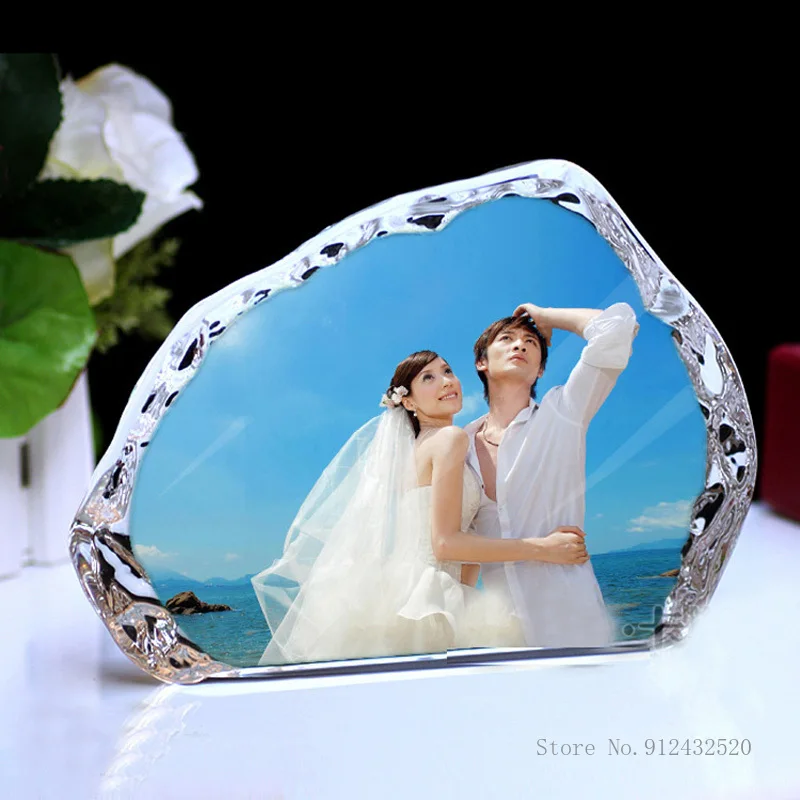 

Personality color printing custom lettering photo glass crystal iceberg trophy craft souvenir couple gift trophy