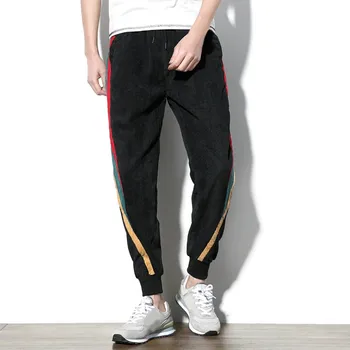 

Men Tri-Stitching Corduroy Contrast Color Simple Trousers pantalones hombre streetwear joggers hip hop sweatpants Cargo Pants