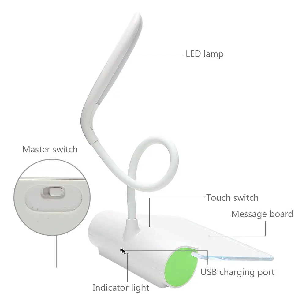 ELEG-новинка, Светодиодный настольный светильник, защита глаз, USB, перезаряжаемый светодиодный светильник, настольная лампа с сенсорным выключателем, светильник для чтения сообщений, 3 режима затемнения