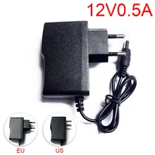 12V 0.5A 500mA US EU Plug 100-240V преобразователь переменного тока в постоянный, Мощность адаптер питания Разъем 5,5x2,1 мм Зарядное устройство адаптер для Светодиодные ленты светильник K09