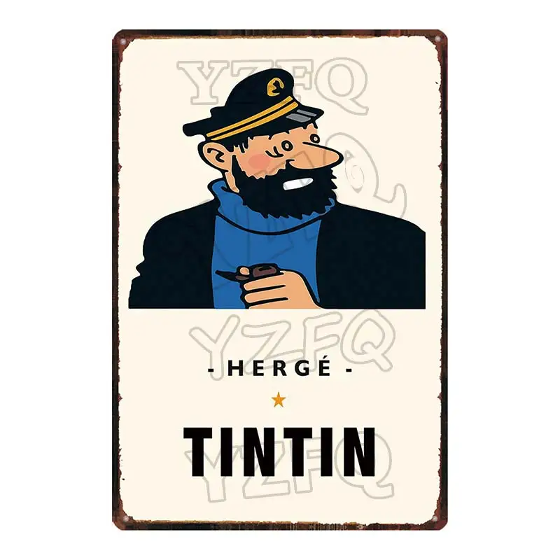 Tintin мультяшный знак винтажный оловянный знак Рождественский подарок металлические тарелки для настенного искусства ретро домашний декор для детской комнаты плакат 30X20 см DU-3895A - Цвет: DU-3914
