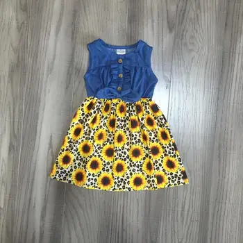 

baby girls summer dress garden sunflower leopard dress girls denim skirt milk silk dress
