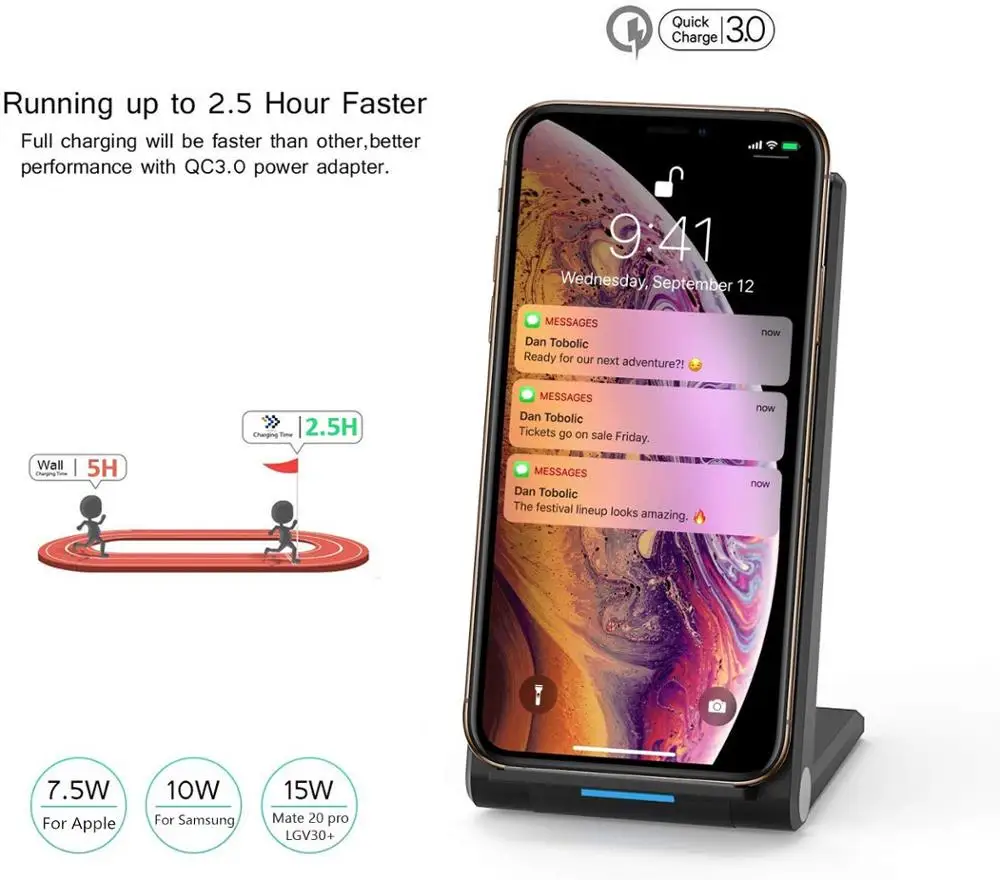 FDGAO 15W Fast Wireless Charger Foldable Qi Charging Stand For iPhone 11 Pro XS XR X 8 Huawei Mate 30 Samsung S10 S9 Note 10 9 8