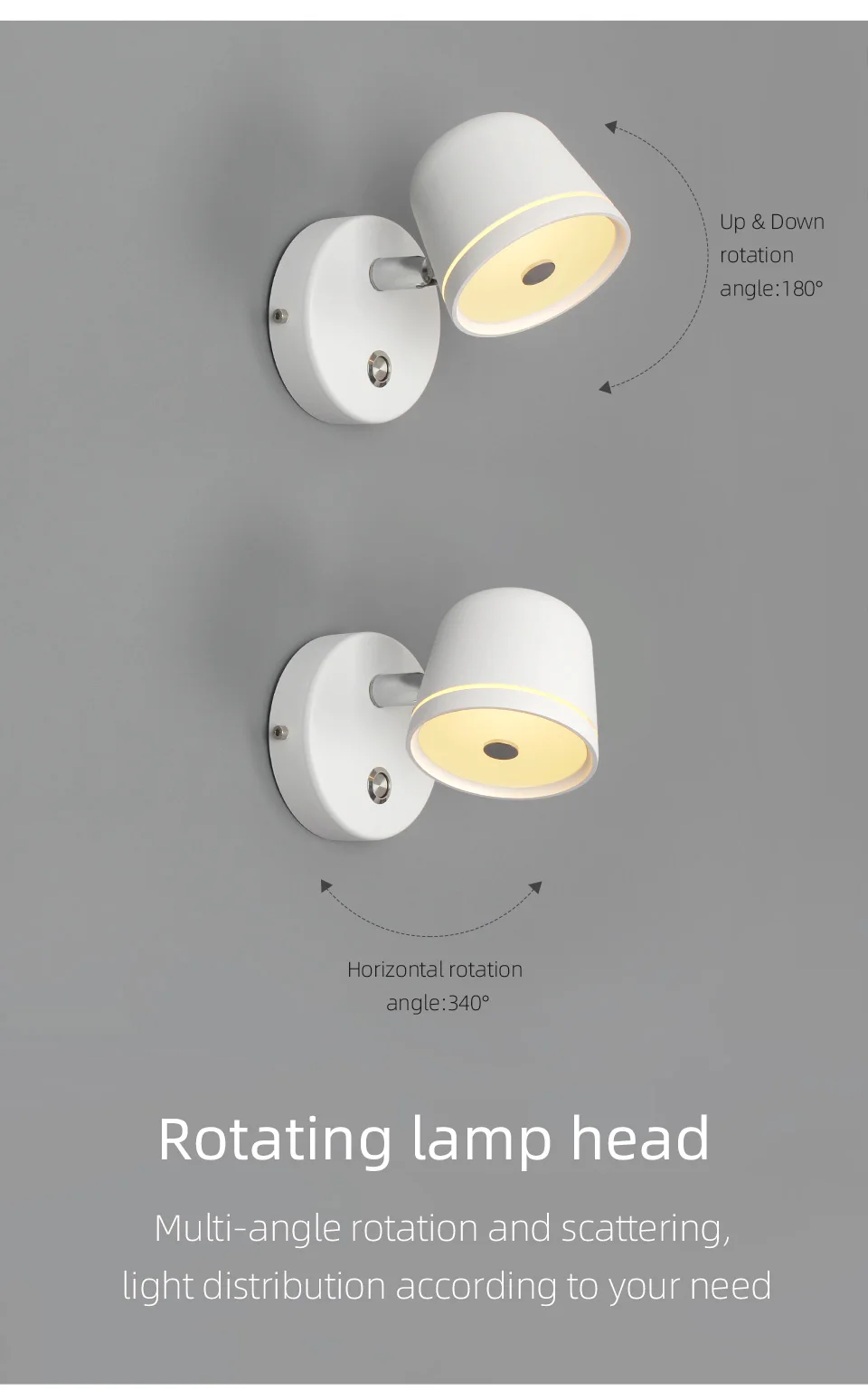 Aisilan led cabeceira quarto lâmpada de parede