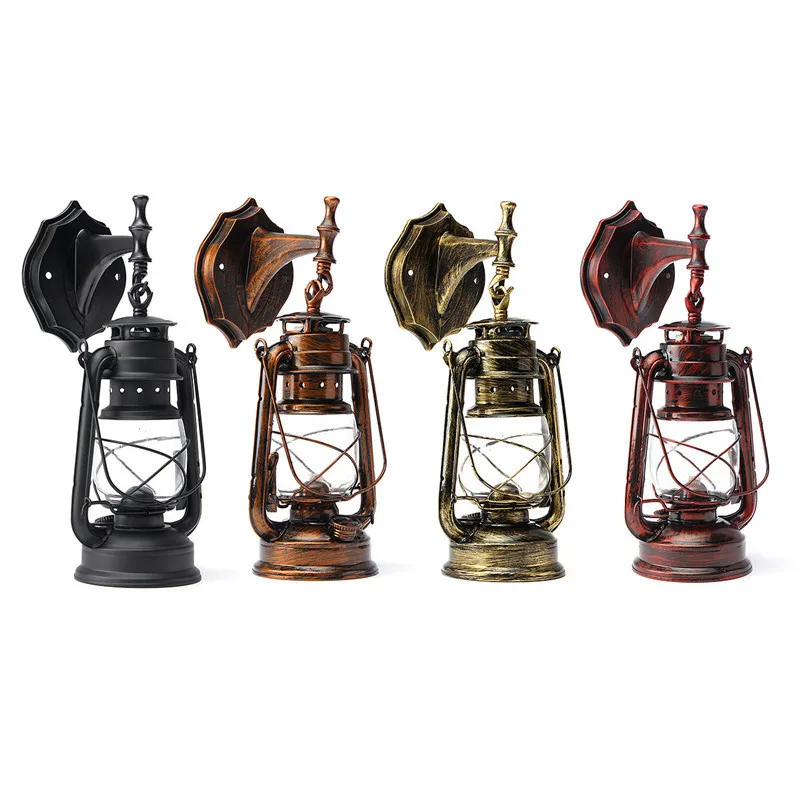 Parede de Luz Lâmpada de Parede Querosene do Vintage Retro Lanterna Celeiro Rústico Europeu Estilo Antigo Apoio Dropshipping E27 Led