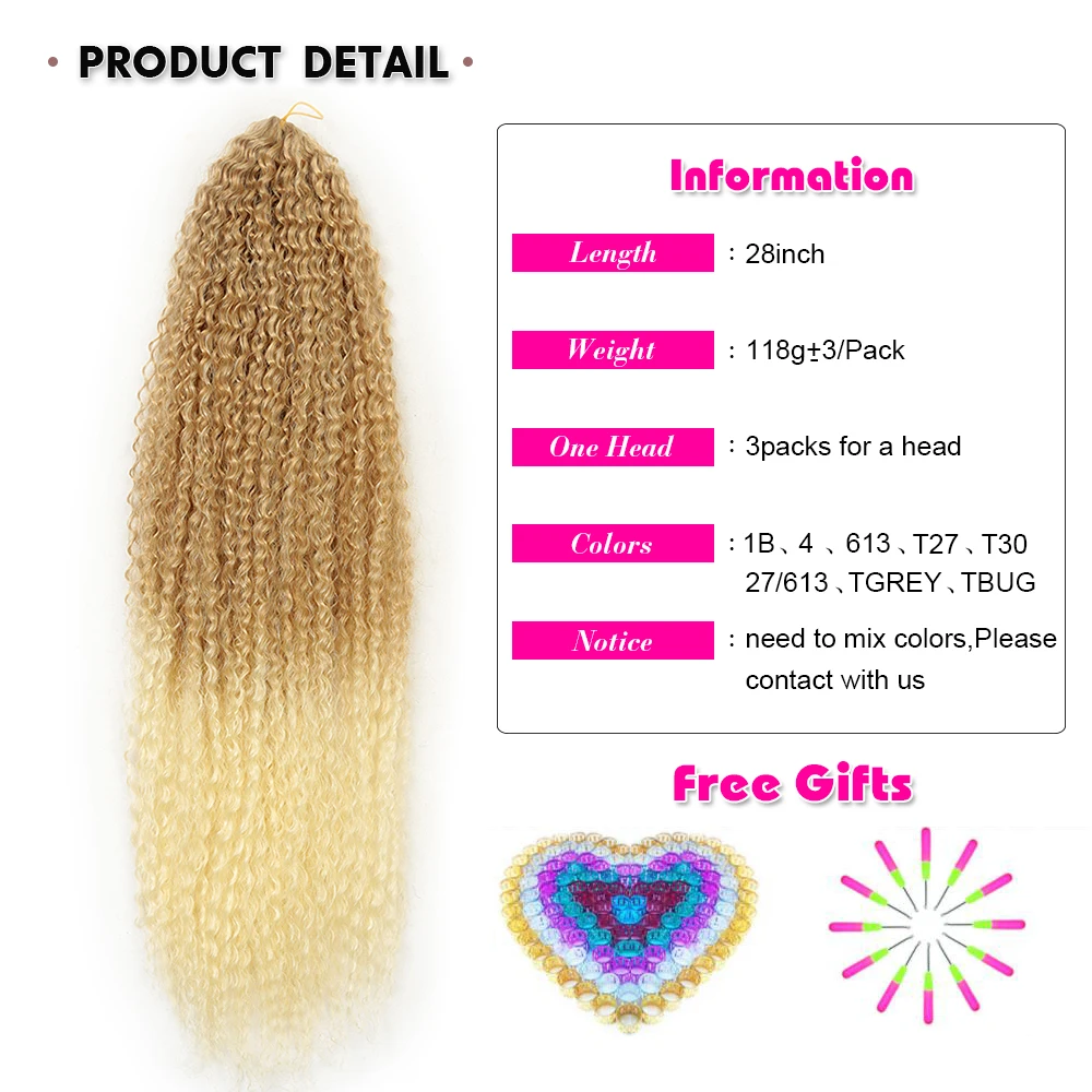 20-28 Inch Afro Kinky Curly Crochet Braids Hair Ombre Braiding Hair Extensions Marly Hair For Women Brown 613 Hair Expo City