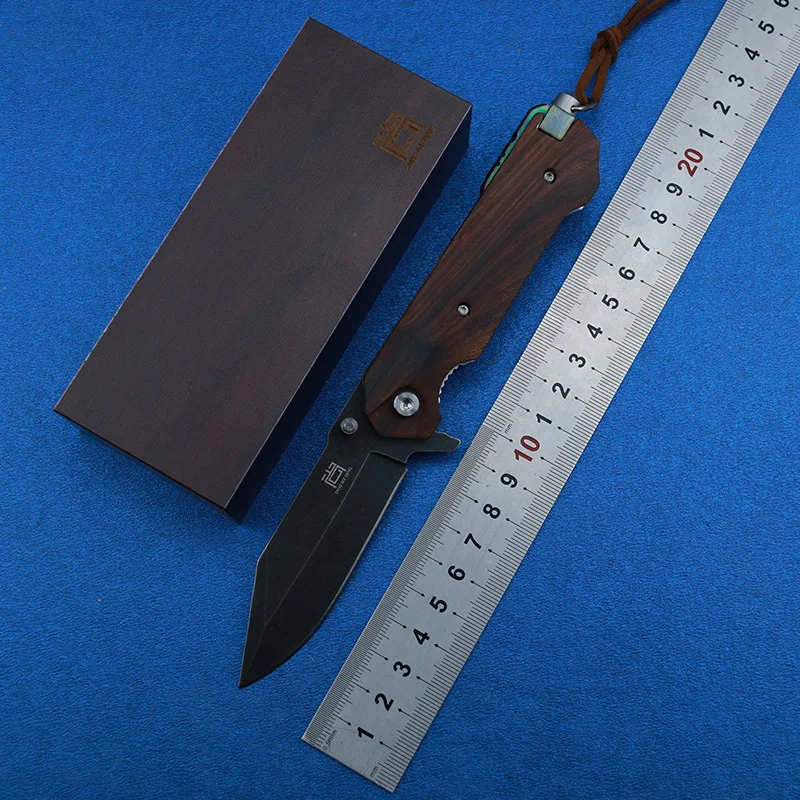 

LEMIFSHE folding knife DC53 blade bearing red shadow wooden handle camping outdoor tactics survival EDC tools
