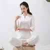 Tai chi Uniform Cotton Linen High Quality Wushu Kung fu Clothing For Women And Man Adults Martial arts Wing Chun Suit 2